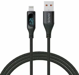 Savio data transfer and charging cable | with LED display | USB-A to Lightning | 1m