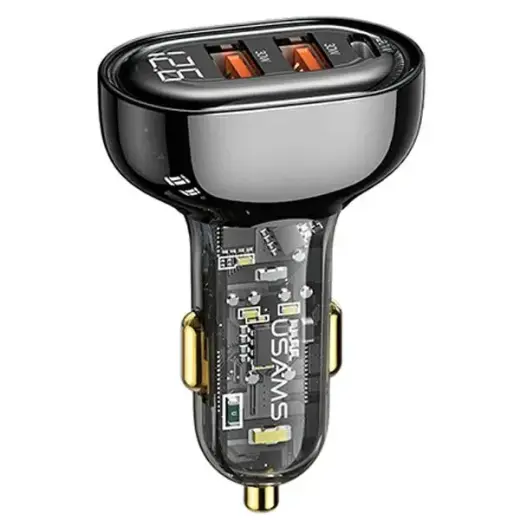 USAMS CC159CC01 car charger | 80W | USB-A, USB-C | black