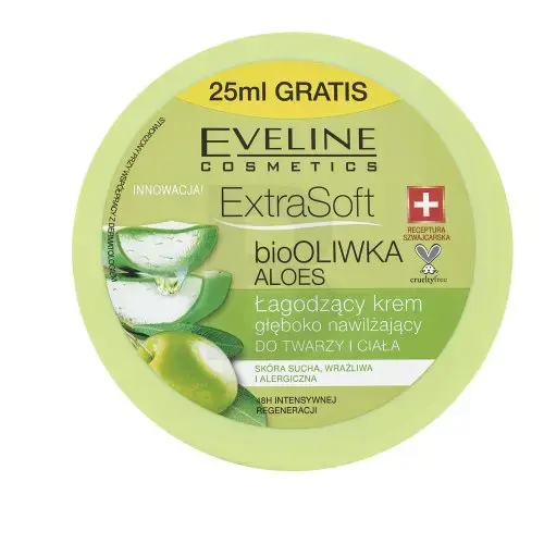 Eveline Extra Soft vyživující krém BioOLIVE Aloe Moisturising Face and Body Cream 200 ml