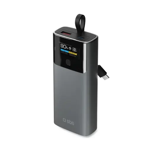SBS väline akupank (powerbank) | 10 000 mAh | 20W | PD | USB-C | LED ekraan | hall