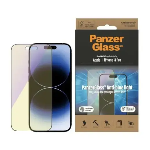 PanzerGlass Ultra-Wide Fit tempered glass for phone iPhone 14 Pro 6,1" antibacterial easy aligner included anti-blue light