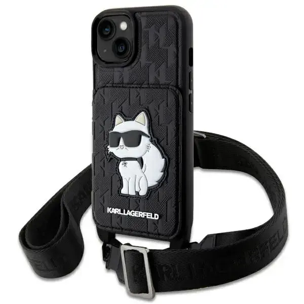 Karl Lagerfeld KLHCP14SCSAKHPCK iPhone 14 6.1" hardcase czarny|black Crossbody Saffiano Monogram Choupette