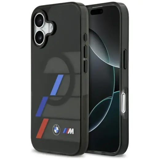 BMW M IML Metal Buttons Tricolor Lines MagSafe Case for iPhone 17 Black