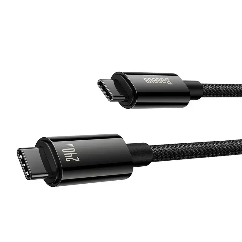 Baseus CAWJ040101 Tungsten Gold datu pārraides un uzlādes vads | USB-C uz USB-C | 240W | 2m | melns