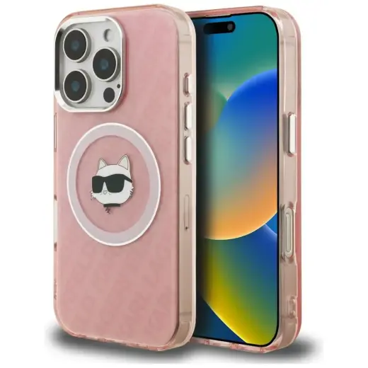Karl Lagerfeld IML Choupette Head Logo чехол с поддержкой MagSafe для телефона iPhone 16 Pro Max розовый (кот)