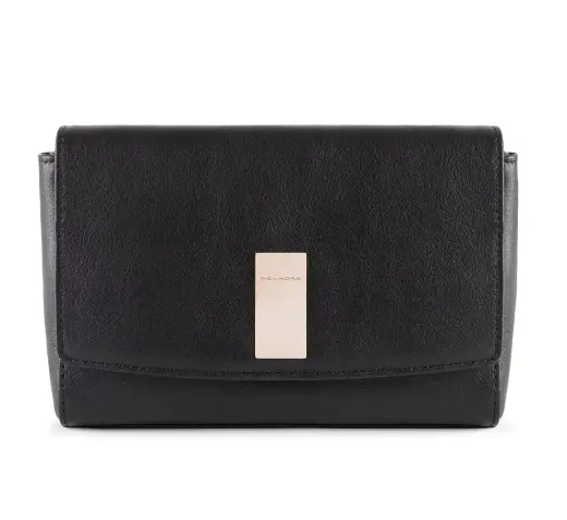 Piquadro, Dafne, Leather Handbag, Sistem RFID, Black, 19 cm