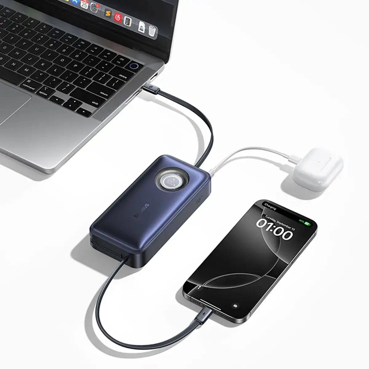 Baseus EnerCore CR11 ārējais akumulators (powerbank) | 20 000 mAh | 100W | USB-C | melns