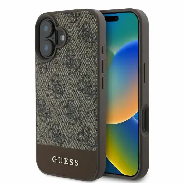 Guess GUHCP16SG4GLBR iPhone 16 6.1" brązowy|brown hardcase 4G Bottom Stripe