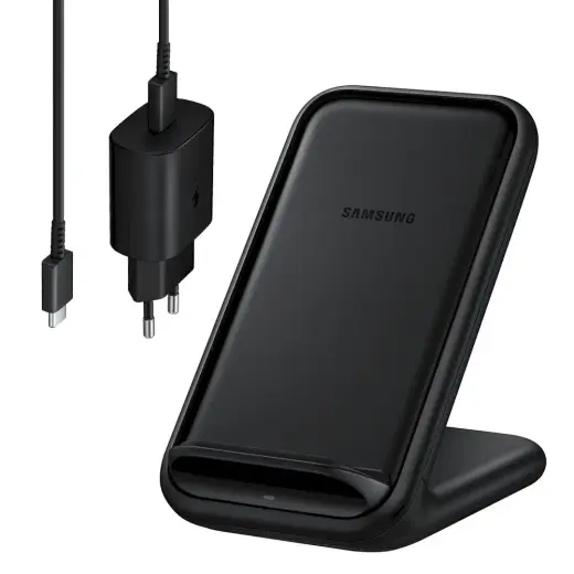 Samsung Qi wireless charger 15W phone stand + USB-C cable + wall charger black (EP-N5200TBEGWW)