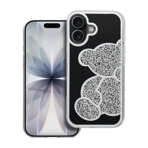 TEDDY BEAR maciņš telefonam iPhone 17 sudraba krāsā