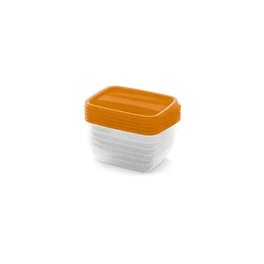 Food container set rectangular 5x0.5L Vedo transparent orange