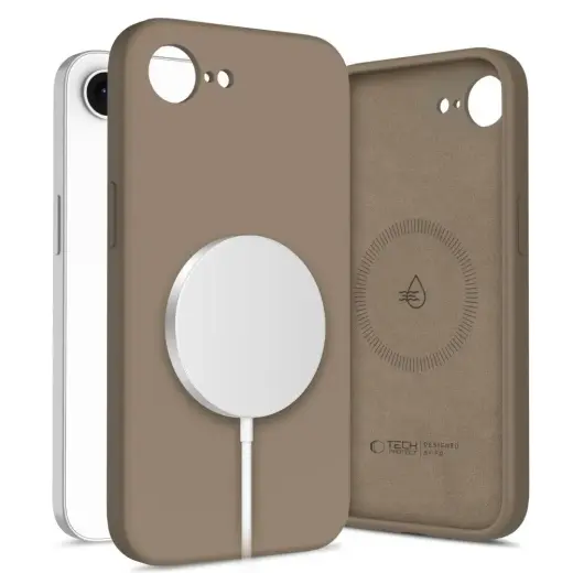 TECH-PROTECT Silicone phone case with MagSafe support for iPhone 16E | iPhone 17E brown