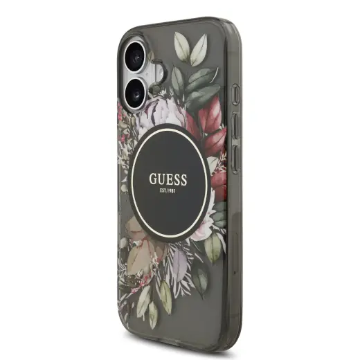 Guess IML Flowers Strap MagSafe Case for iPhone 17 Black