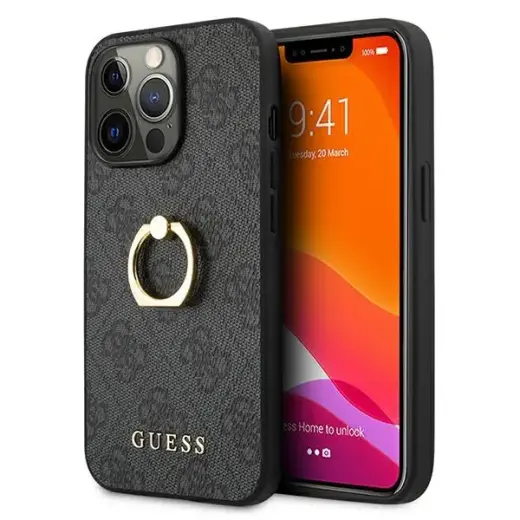 GUHCP13X4GMRGR Guess PU 4G Ring Case for iPhone 13 Pro Max Grey