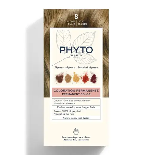 Phyto, Color, Permanent Hair Dye, 8 Light Blonde, 50 ml