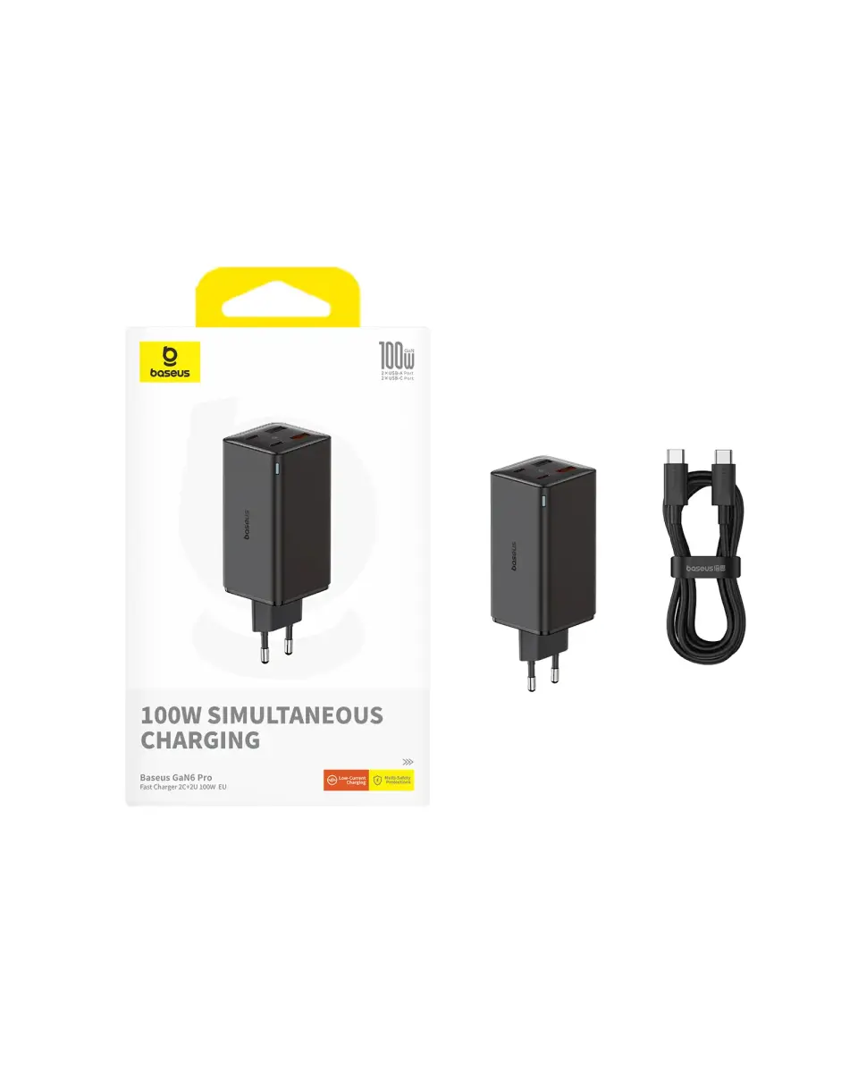 Baseus GaN6 Pro  2x USB-C + 2x USB-A 100W black