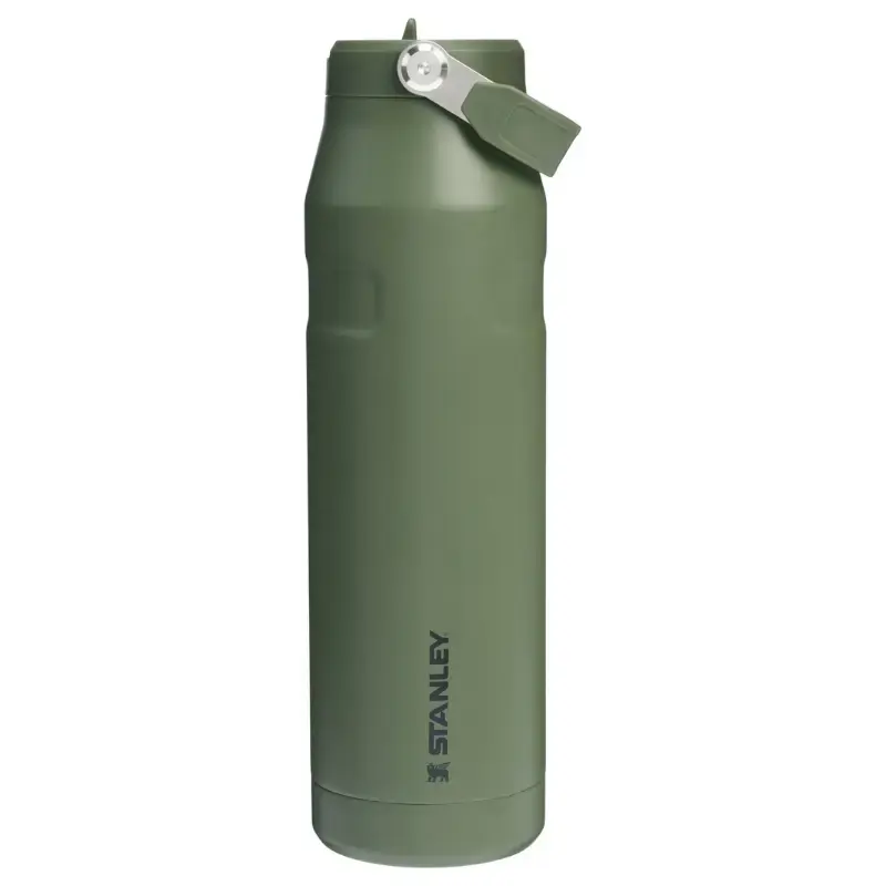 Termopudele ar salmiņu The IceFlow Bottle Flip Straw 2.0 1,06L tumši zaļa