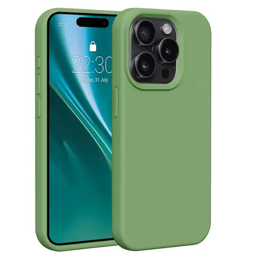 Etteri Silicone phone case for iPhone 15 Pro 6.1 light green