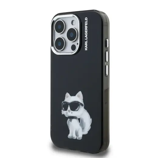 Karl Lagerfeld IML Aquarelle Choupette Case for iPhone 15 Pro Max Black