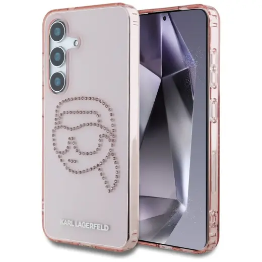 Case Karl Lagerfeld Rhinestones K. Head  Logo for Samsung Galaxy S25 pink