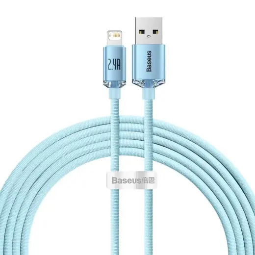 Baseus Crystal Shine data transfer and charging cable | USB-A to Lightning | 12W | 2m | blue