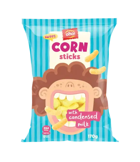 Kukurūzas nūjiņas Oho Ar kondensēto pienu 170g
