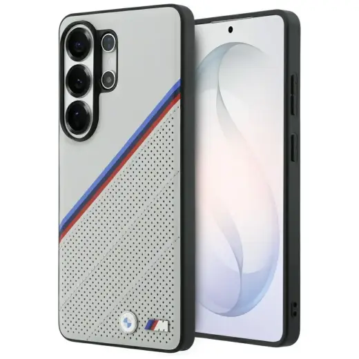 BMW Tricolor Metal Logo phone case with MagSafe support for Samsung Galaxy S26 Ultra (S948) gray