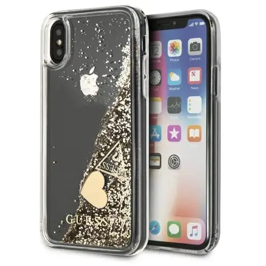 Guess GUOHCPXGLHFLGO iPhone X|Xs gold|złoty hard case Glitter Charms