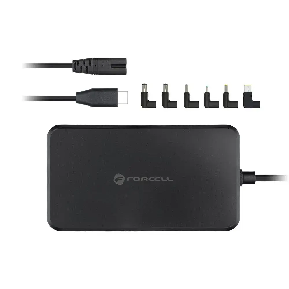 FORCELL F-ENERGY E856 uniwersal laptop charger 90W (6 adaptors) - czarny