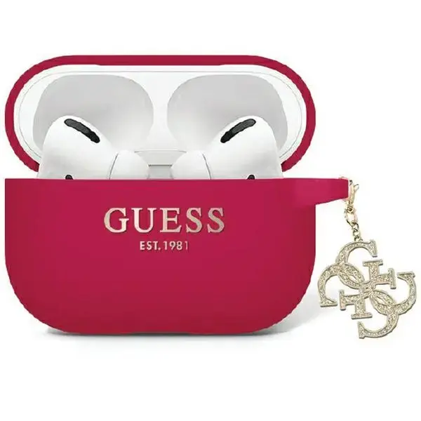 Guess GUAP2LECG4M AirPods Pro 2 cover purpurowy|magenta Liquid Silicone Glitter Triangle Charm