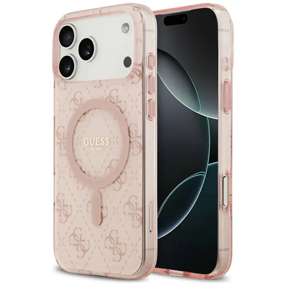 Guess IML 4G Background MagSafe Case for iPhone 17 Pro - Pink