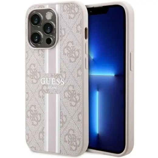 Guess GUHMP14XP4RPSP iPhone 14 Pro Max  6,7" różowy|pink hardcase 4G Printed Stripes MagSafe