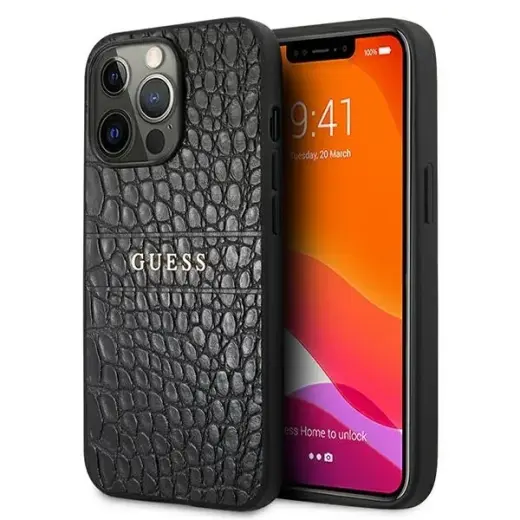 Guess GUHCP13XPCRBBK iPhone 13 Pro Max 6,7" czarny|black Croco Strap Collection