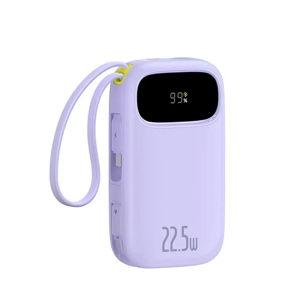 Baseus EnerFill FC21 Qpow 3 Ultra ārējais akumulators (powerbank) | 20 000 mAh | 22.5W | USB-C, USB-A, Lightning | LED ekrāns | violets