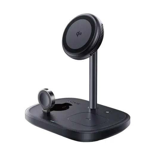 Bezvadu magnētiskais uzlādes statīvs EnerFill FS41 3-in-1 22,5 W USB-C, melns