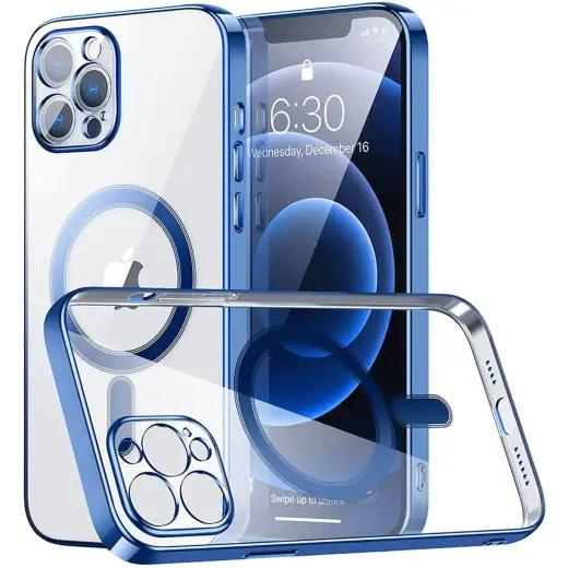 Fusion MagSafe Electroplate protect silicone case for Apple iPhone 15 blue
