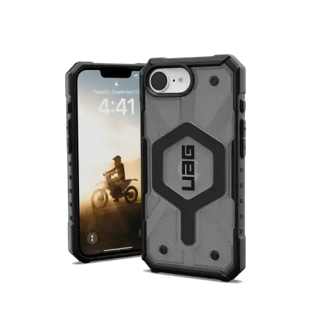 UAG Pathfinder Clear MagSafe iPhone 16e Case - Gray|Black
