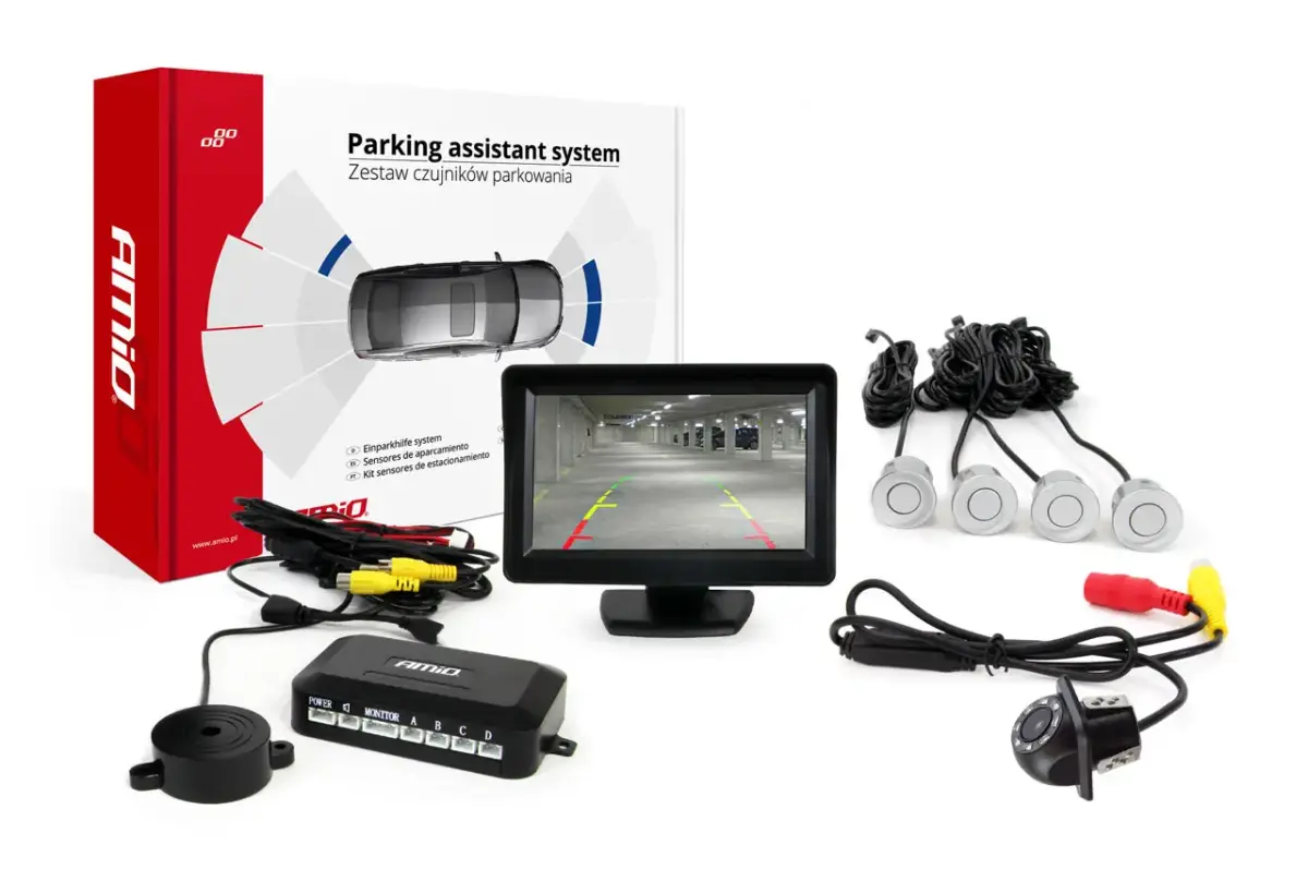 Parking assistant system TFT01 4,3" with HD-305 LED 4 sensors silver