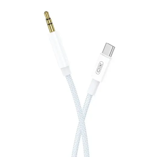 XO cable audio NB-R211B USB-C - jack 3,5mm 1,0 m white-blue