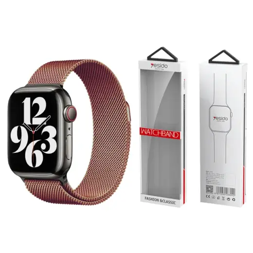 YESIDO WB22 APPLE WATCH MAGNETIC STAINLESS STEEL STRAP (42/44/45/49) ROSE GOLD
