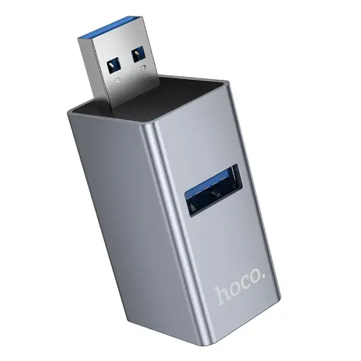HOCO HB54 3-in-1 adapteris USB-A į USB 2.0 | USB 3.0 | pilkas
