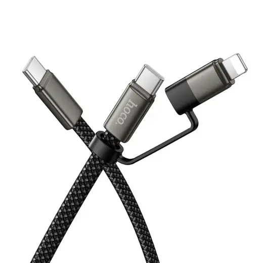 HOCO X125 2-in-1 провод для передачи данных и зарядки | USB-C на USB-C, Lightning | 60W | 1m | чёрный
