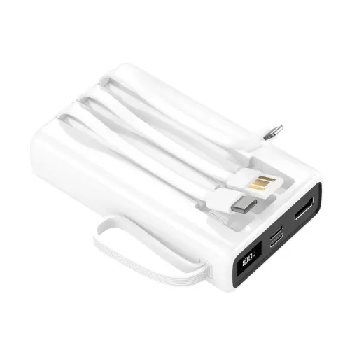 Setty SPB-LC-210 ārējais akumulators (powerbank) | 10 000 mAh | USB-C, Lightning | balts