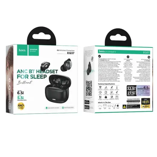 Wireless earphones for sleep ANC Hoco EQ37 midnight black