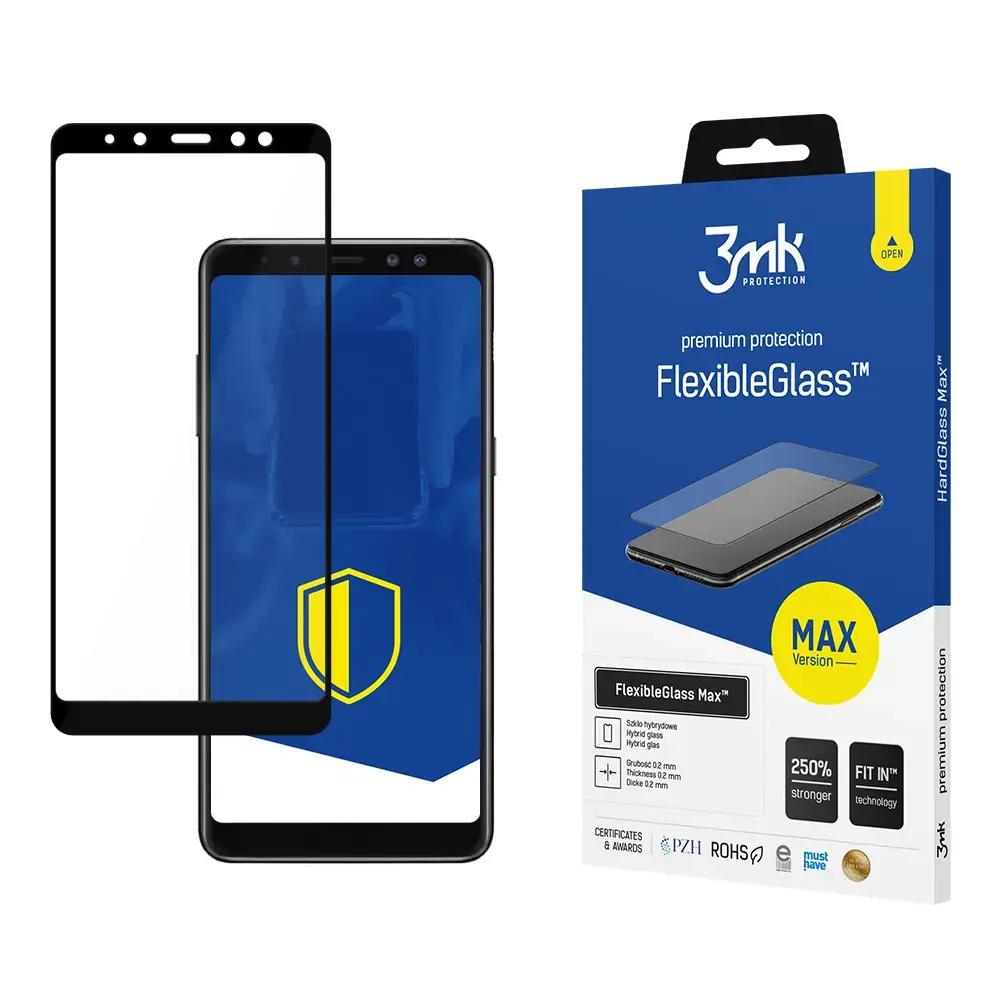 Samsung Galaxy A8 2018 Black - 3mk FlexibleGlass Max™ screen protector
