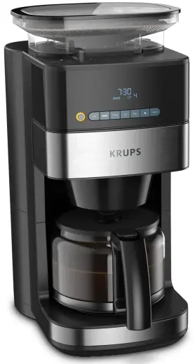 KRUPS grind & brew kafijas automāts ar filtru un dzirnaviņām, 1.25L, melns