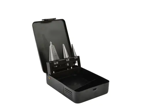 HSS metāla pakāpju urbju komplekts 3 gab. 3-30mm (metāla futrālis)