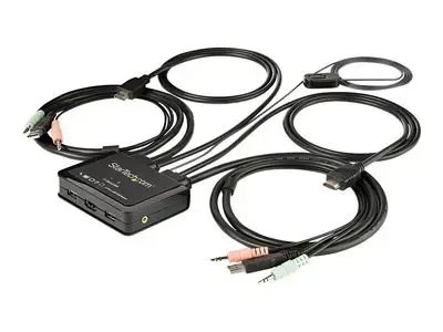 StarTech.com 2 Port HDMI KVM Switch - 4K 60Hz - Compact UHD HDMI USB KVM Switch with 4ft Cables & Audio - Bus Powered & Remote Switching (SV211HDUA4K) - KVM | audio switch - 2 ports