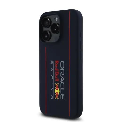 Red Bull Silicone Vertical Logo telefona maciņš priekš iPhone 16 Pro Max tumši zils ar MagSafe atbalstu