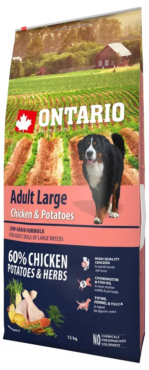 Сухой корм для собак - Ontario Dog Adult Large Курица и картофель, 12 кг
